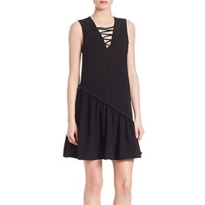Opening Ceremony Stone Lattice V Neck Black Dress